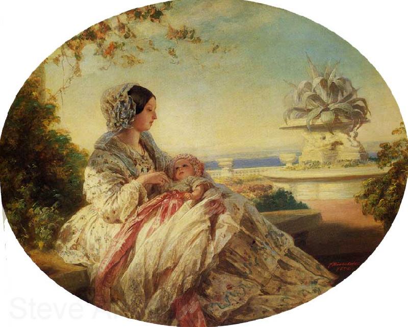 Franz Xaver Winterhalter Queen Victoria with Prince Arthur Norge oil painting art